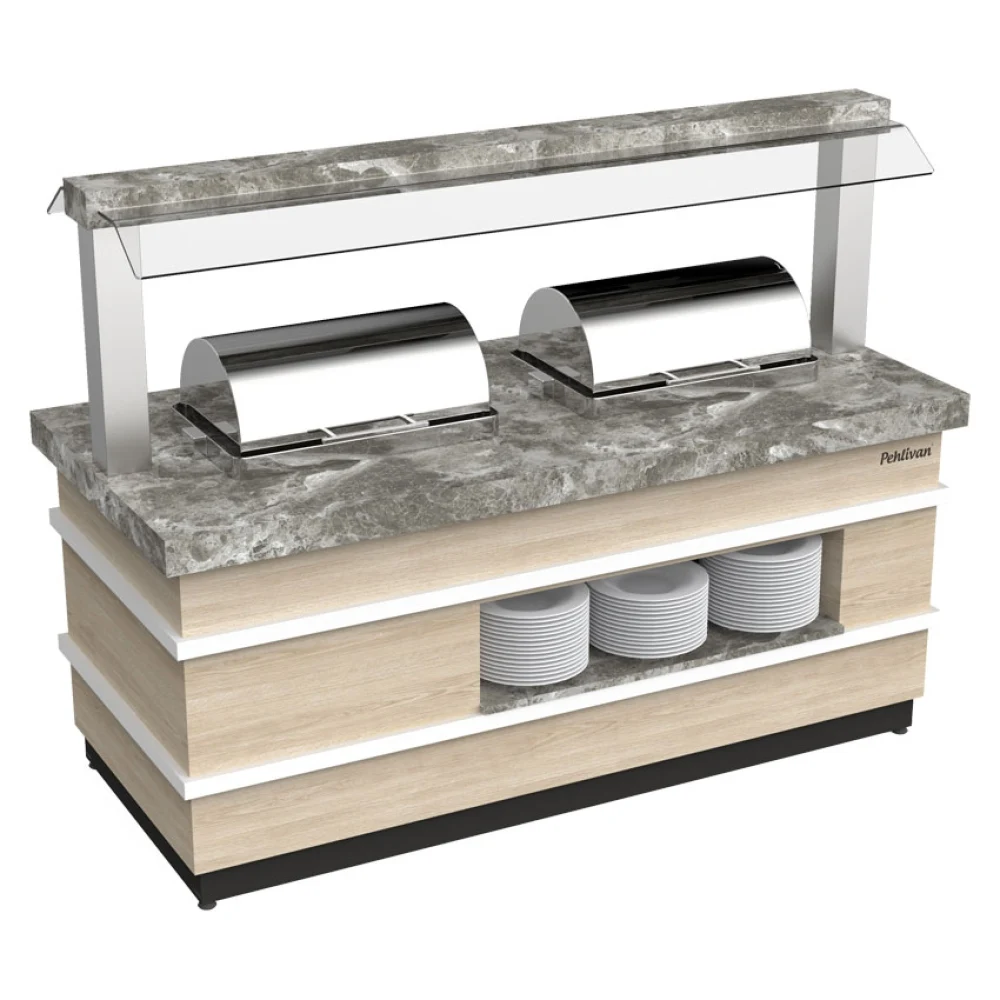 Pehlivan Açık Büfe Sıcak Servis Ünitesi 3 Chafing Dish — PHL.ABSC.1209090 Serisi